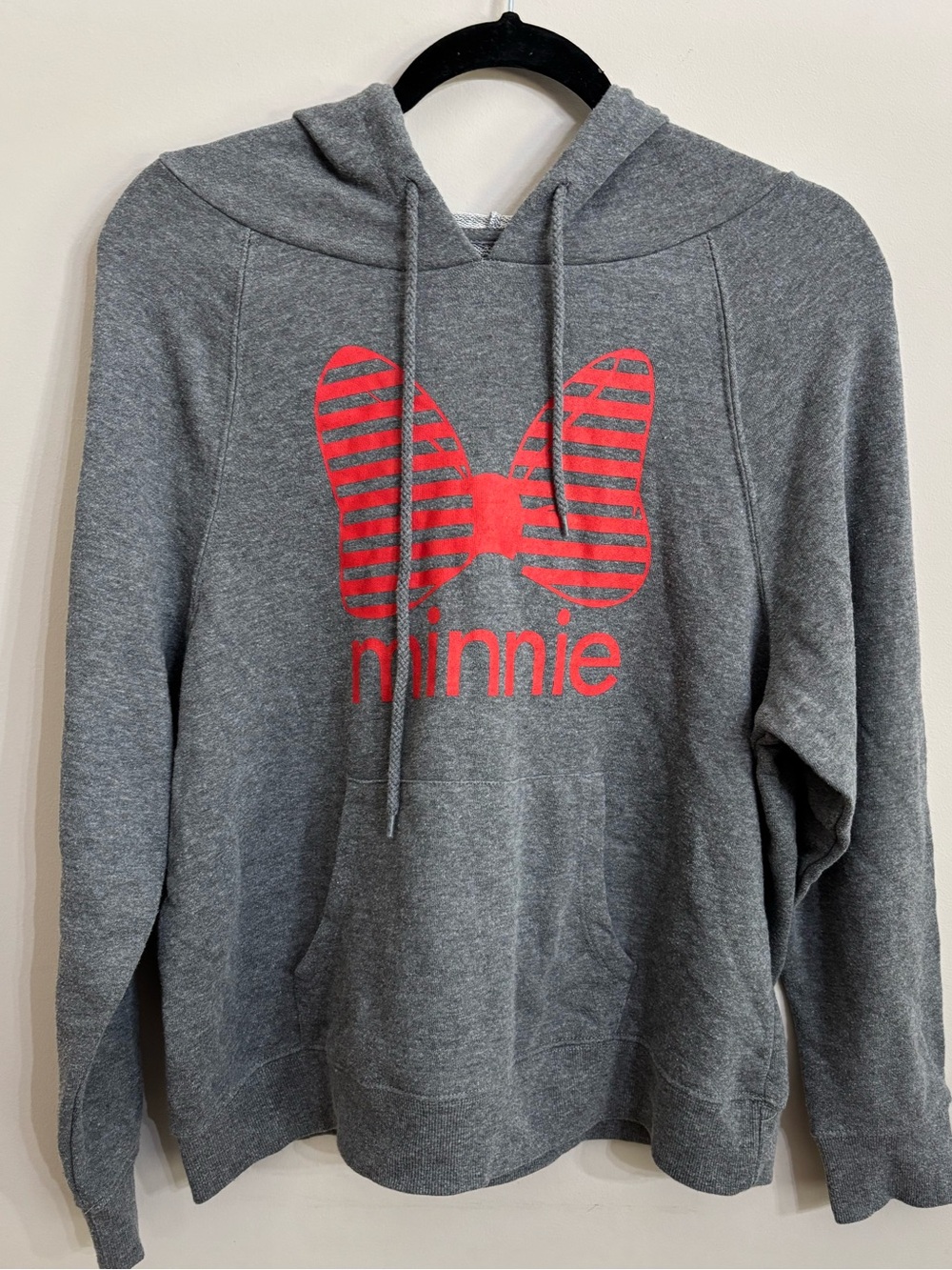 Disney Minnie Mouse Gray Hoodie with Red Bow Size Large